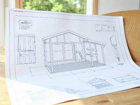 Detailed blueprint of a modern chicken coop design