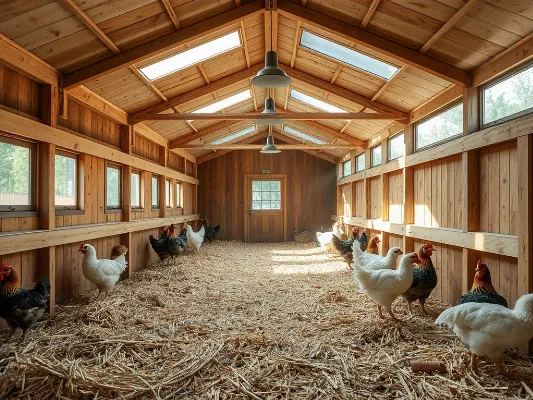 Well-ventilated chicken coop with fresh air