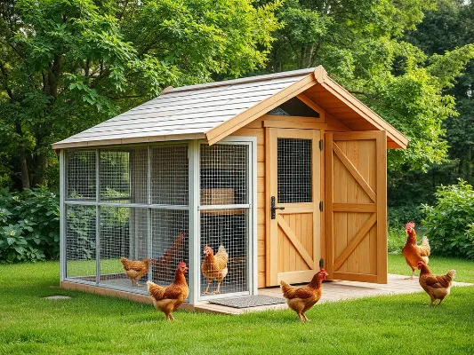 Detailed illustration of a safe and practical chicken coop