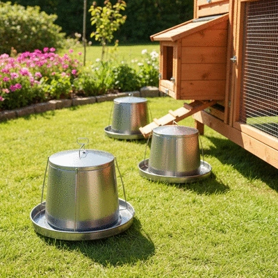 Clean chicken feeders and waterers