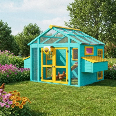 Creative chicken coop design with automatic door