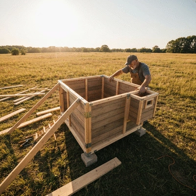 DIY chicken coop construction