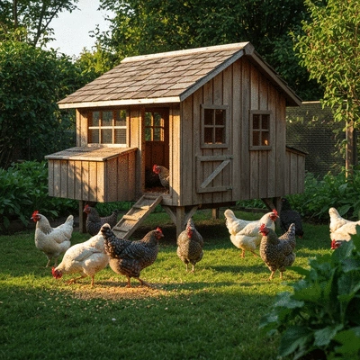 Lifestyle image of chicken coop in use